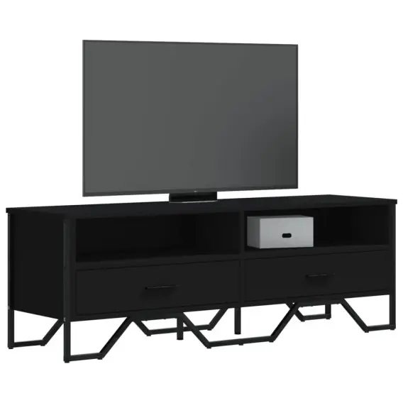 Cena promocyjna Szafka pod TV, czarna, 122x34x41 cm, materiał drewnopochodny Lumarko! - Hurtownia wielobranżowa Lumarko